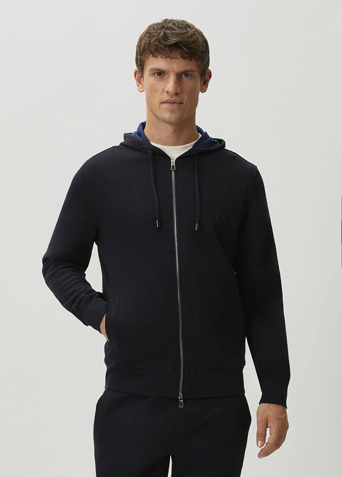 Isaia Lacivert Kapüşonlu Sweatshirt