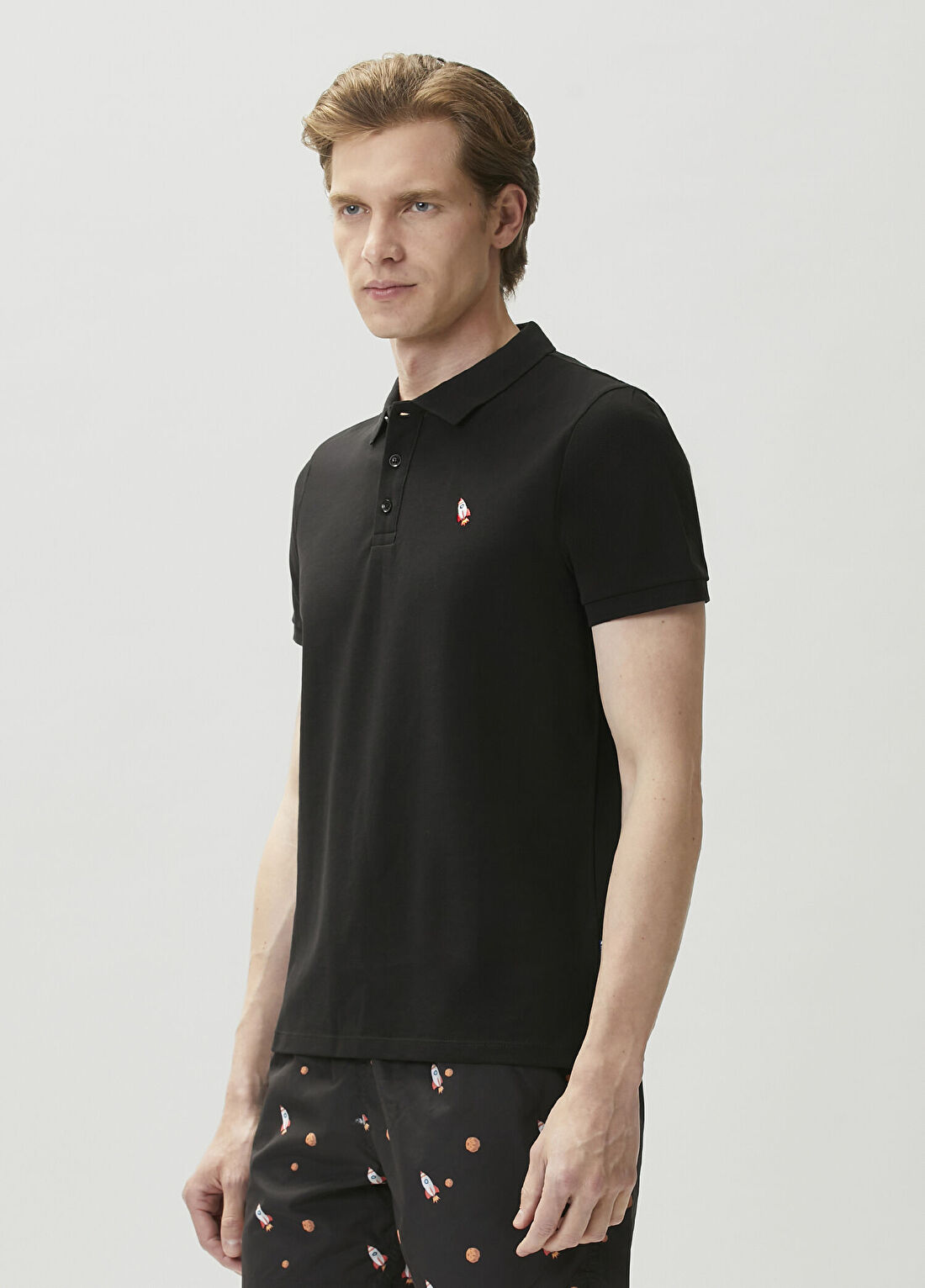 Hawksbill Rocket Siyah Polo T-shirt görsel 3