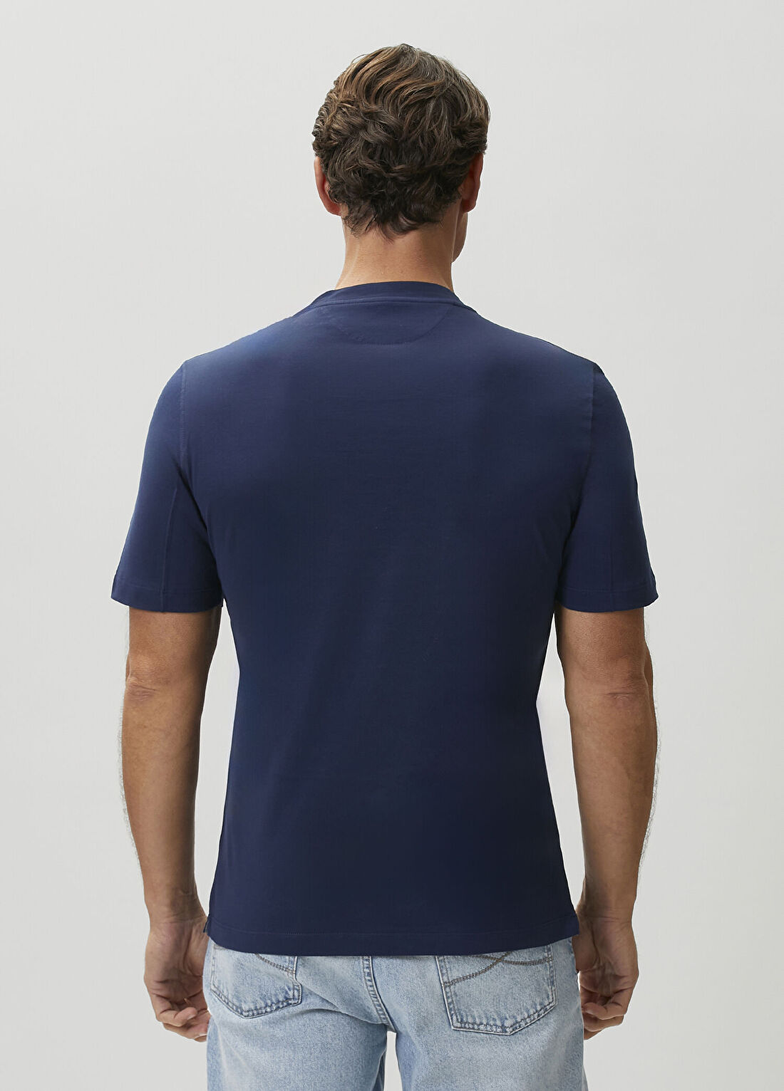 Brunello Cucinelli Koyu Mavi Logolu T-shirt görsel 4