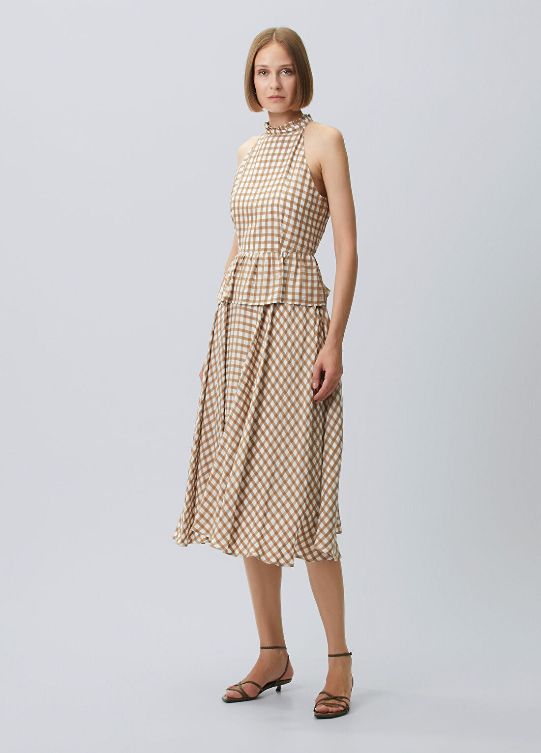 Beymen Collection Bej Krem Pötikareli Midi Elbise görsel 3