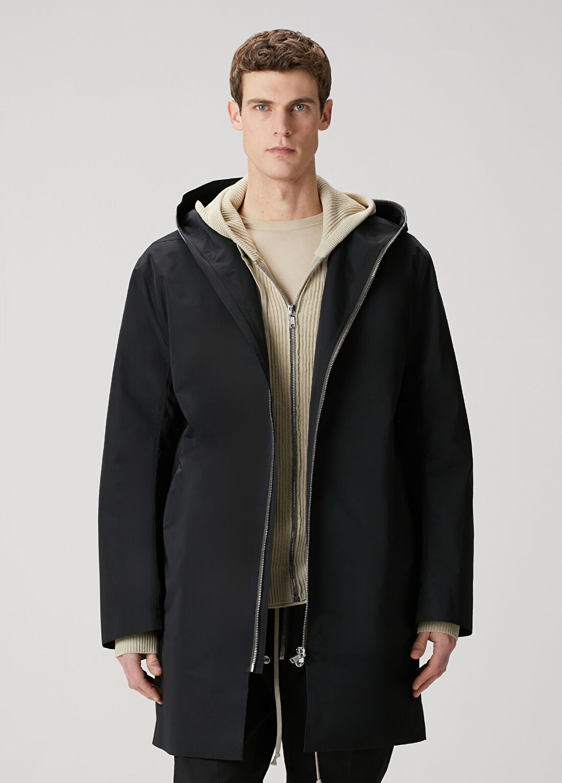 Rick Owens Siyah Kapüşonlu Mont