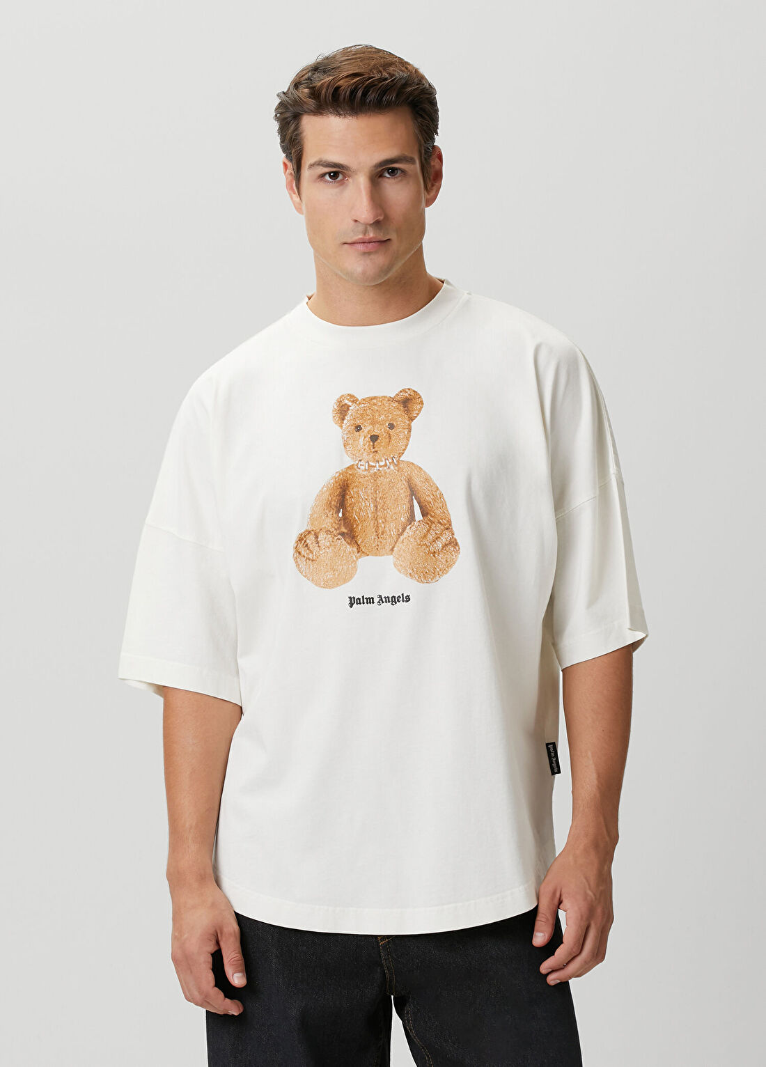 Palm Angels Kırık Beyaz Logo Baskılı T-shirt