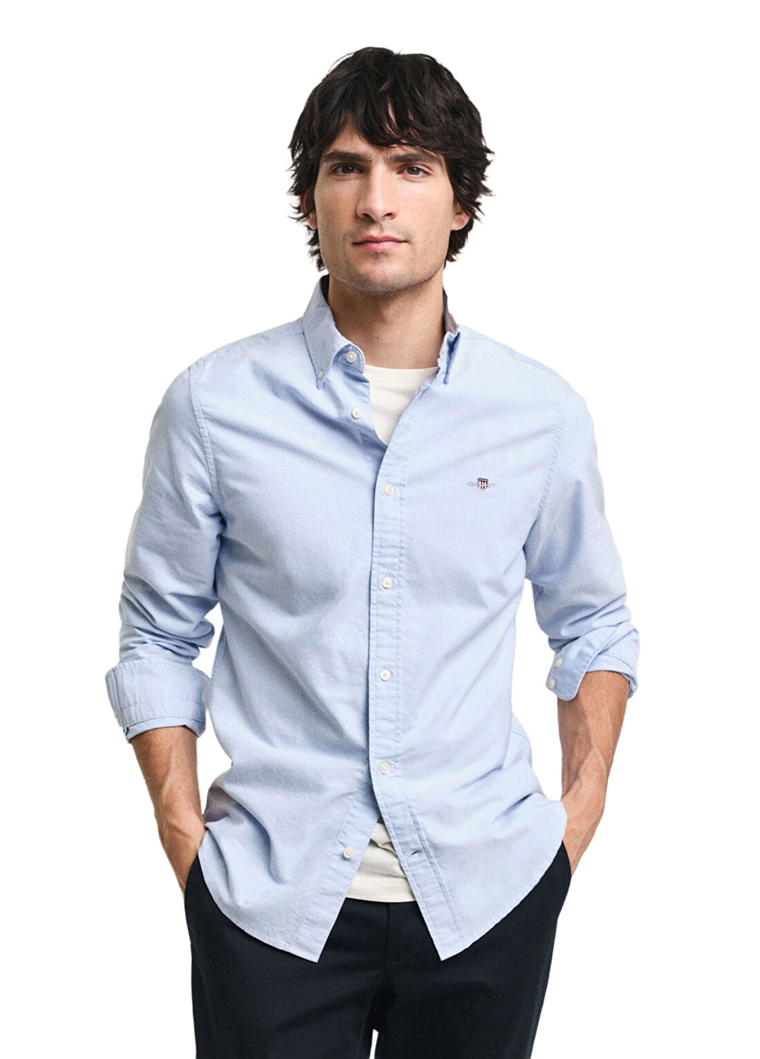 Gant Mavi Klasik Yaka Slim Fit Uzun Kollu Erkek Oxford Gömlek