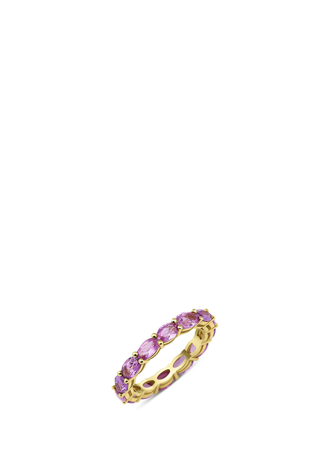 Aspendos Jewellery Pembe Safir Taşlı 18 Ayar Yeşil Altın Kadın Yüzük