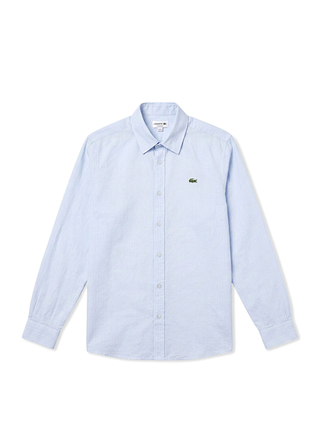 Lacoste Açık Mavi Düğmeli Yaka Regular Fit Uzun Kollu Erkek Gömlek görsel 3