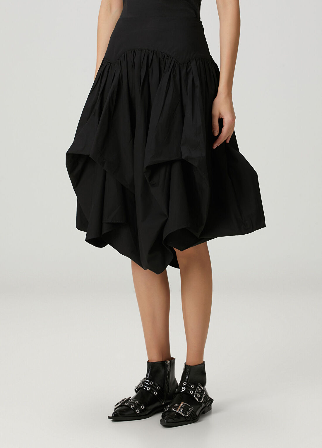 AllSaints Siyah Midi Etek görsel 3
