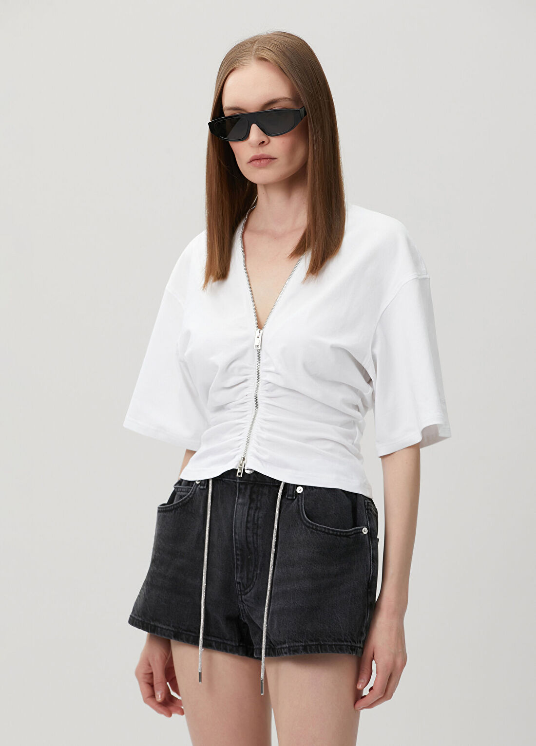 Alexander Wang Beyaz Drapeli T-shirt