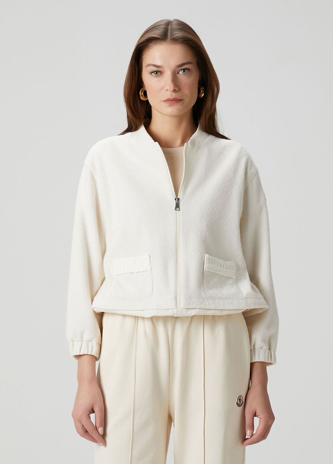 Moncler Krem Dokulu Ceket