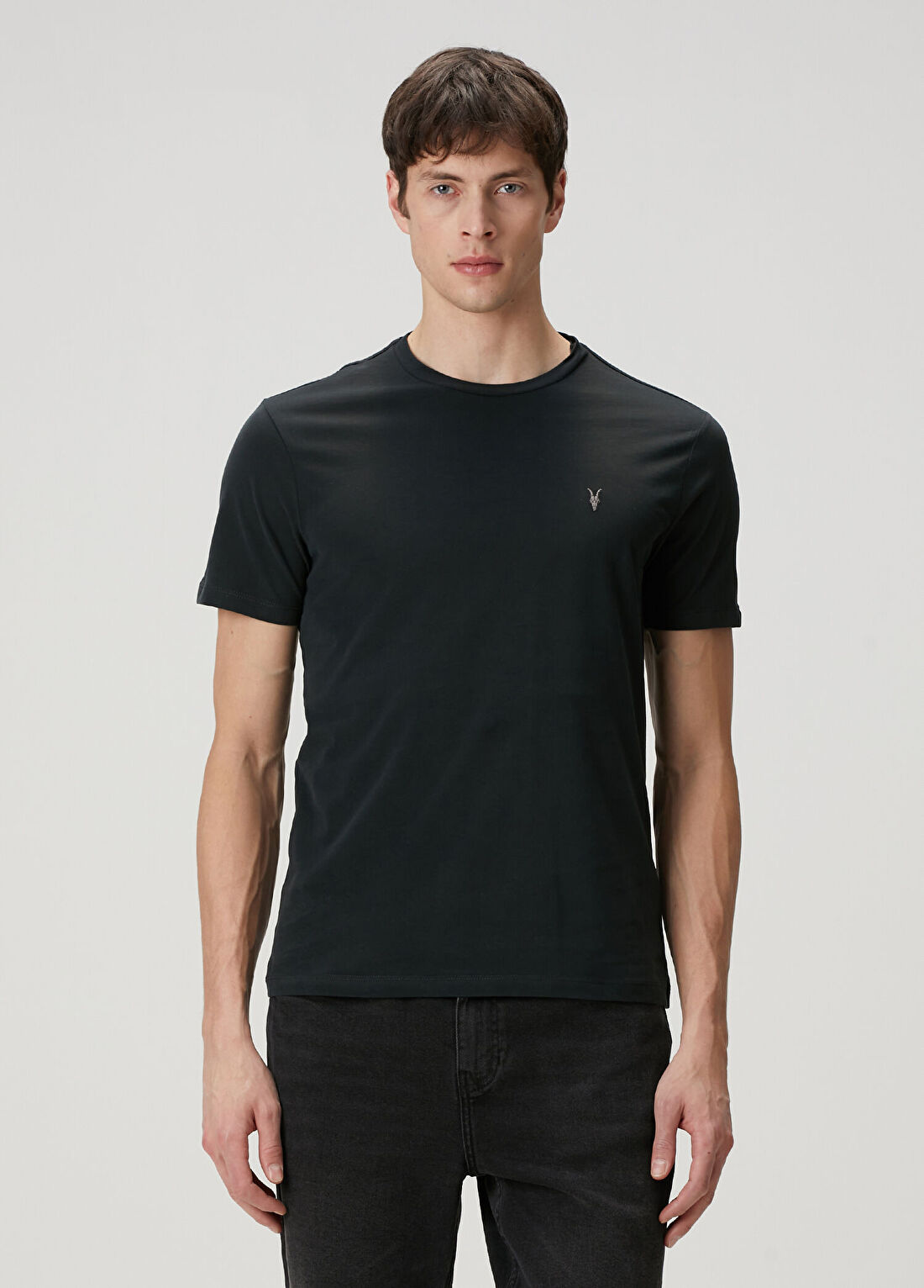 AllSaints Brace Siyah Logo Nakışlı T-shirt