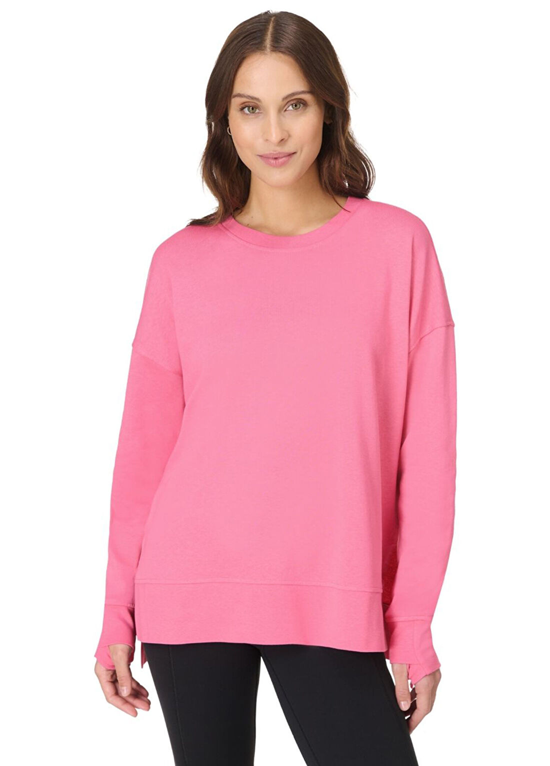 Sweaty Betty Athlete Seamless Workout Pembe Uzun Kollu Kadın Spor T-shirt görsel 3