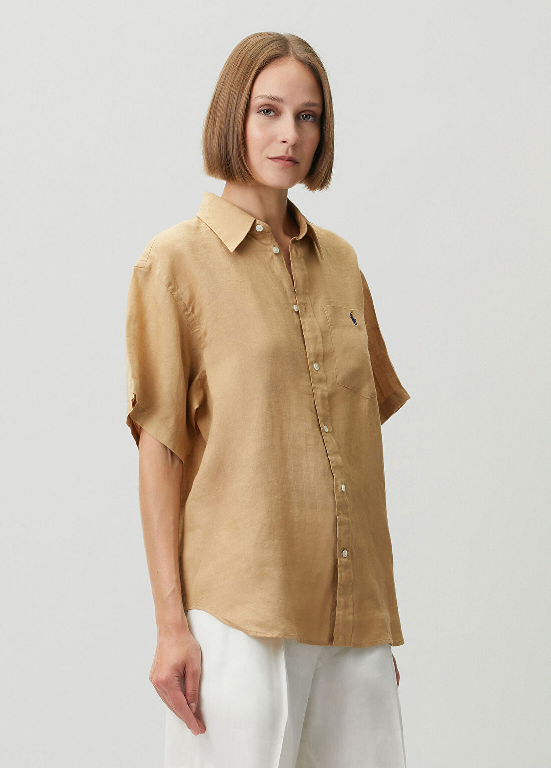 Polo Ralph Lauren Camel Keten Gömlek görsel 3