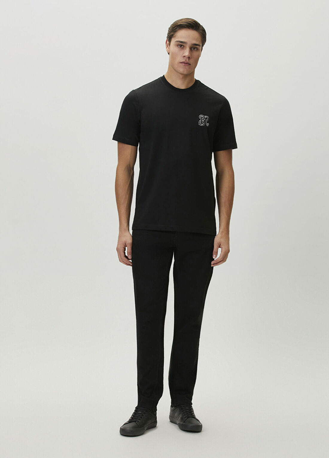 Bernotti Siyah Logo Nakışlı T-shirt görsel 2