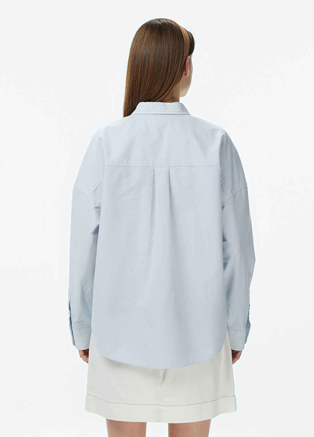 Lacoste Mavi Pamuklu Relaxed Fit Uzun Kollu Kadın Gömlek görsel 2