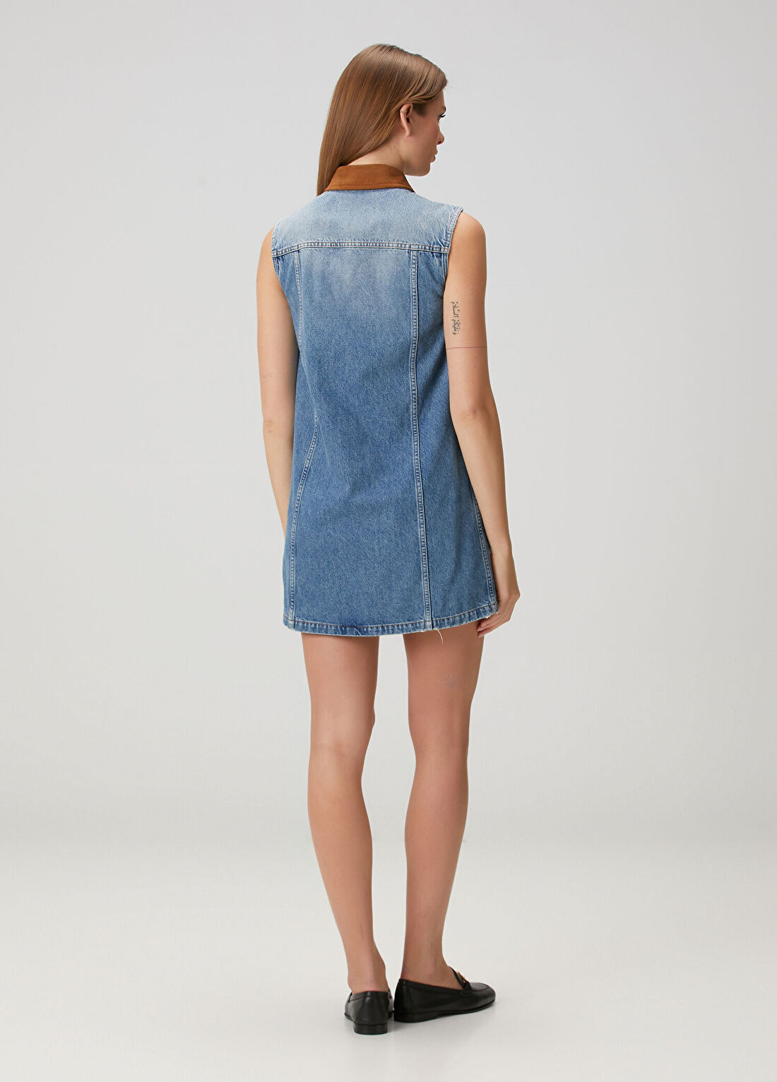 Versace Mavi Mini Denim Elbise görsel 4