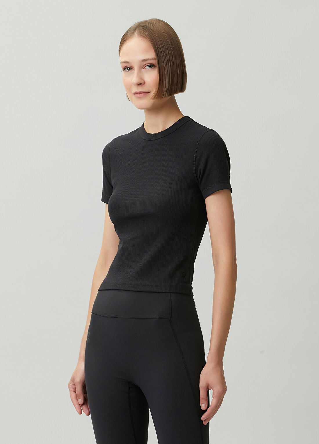 On All-Day Ribbed Siyah T-shirt görsel 3