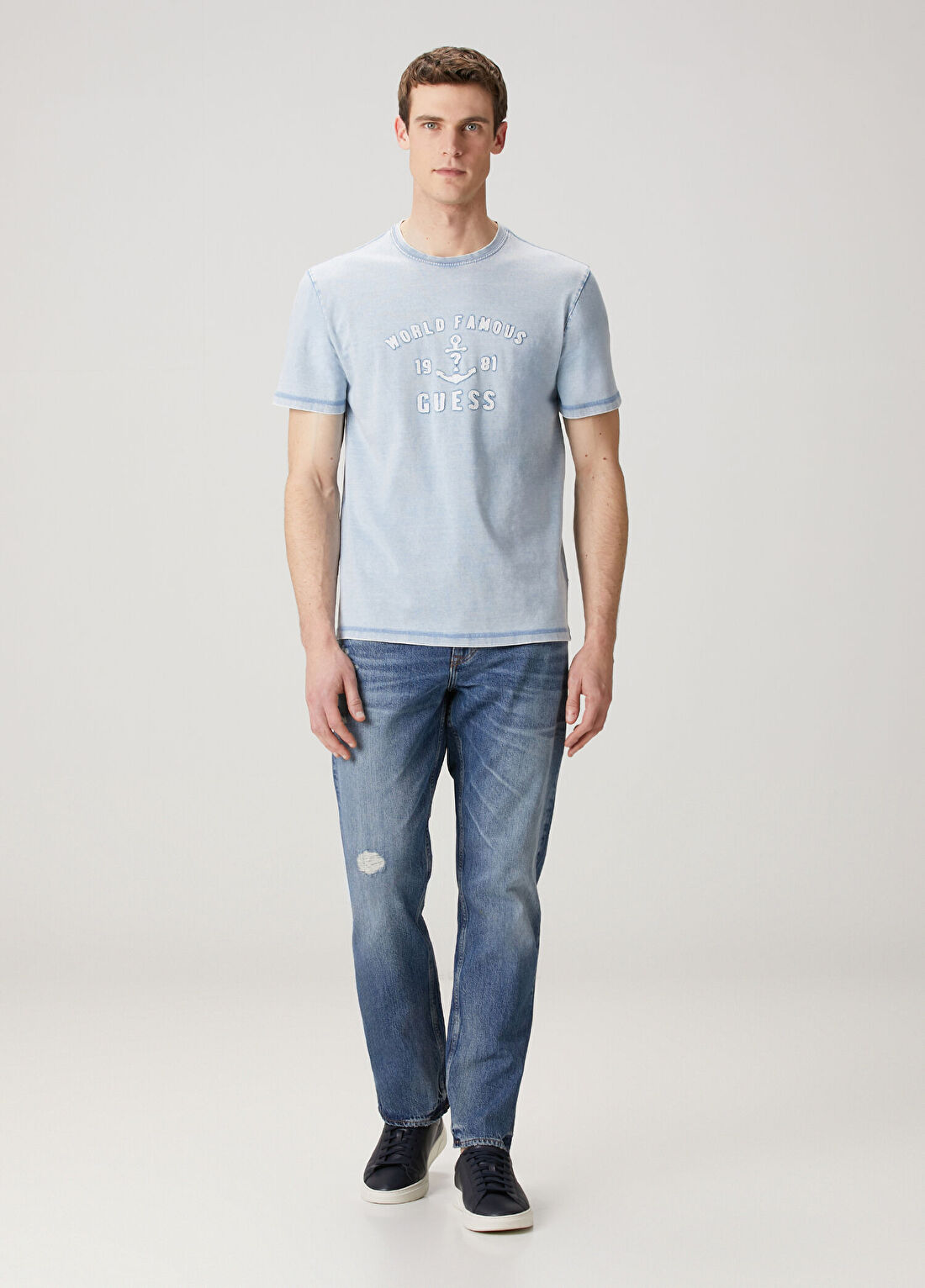 Guess Mavi Yıpratma Detaylı Jean Pantolon
