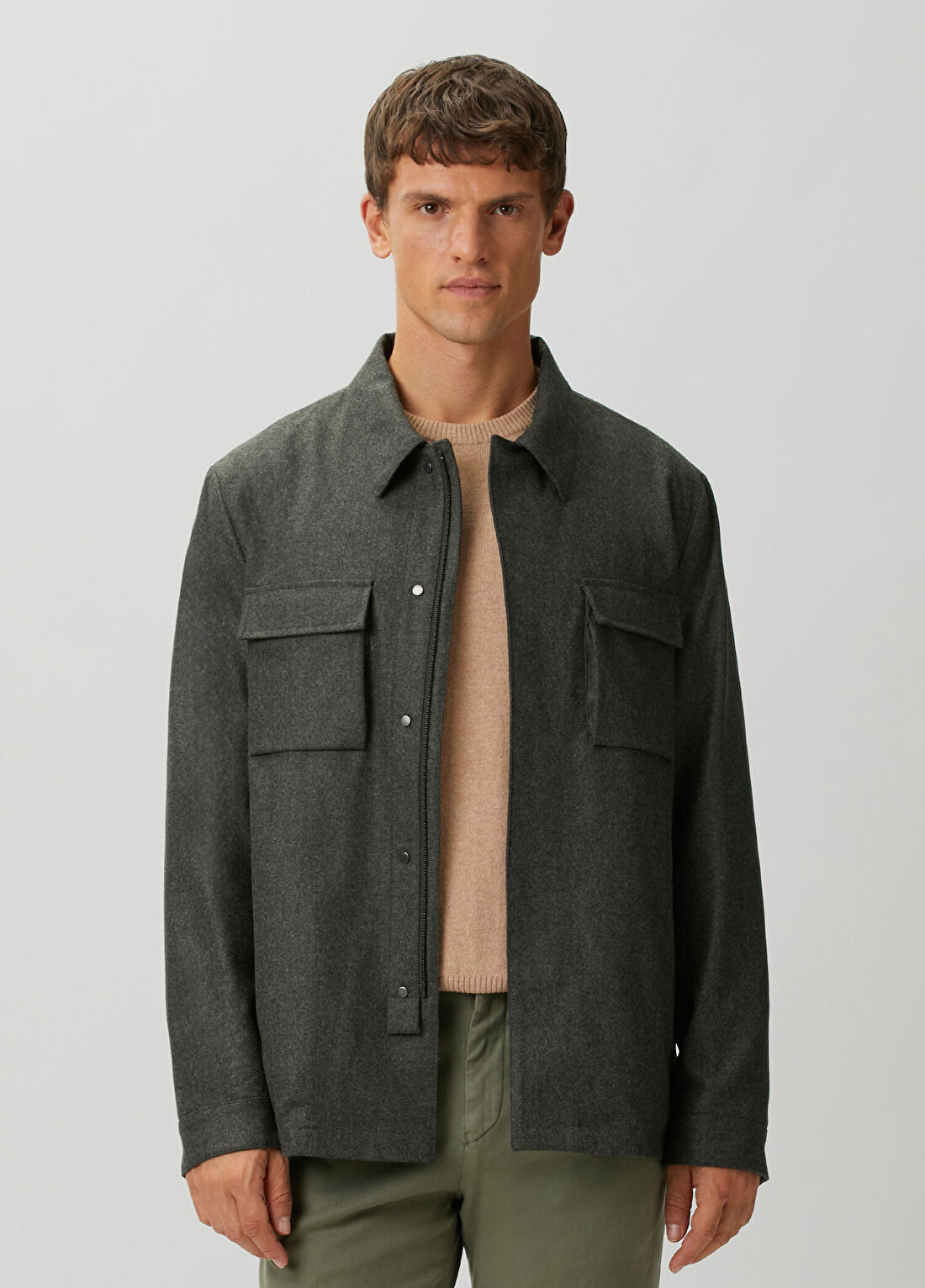 Kiton Koyu Gri Yün Mont