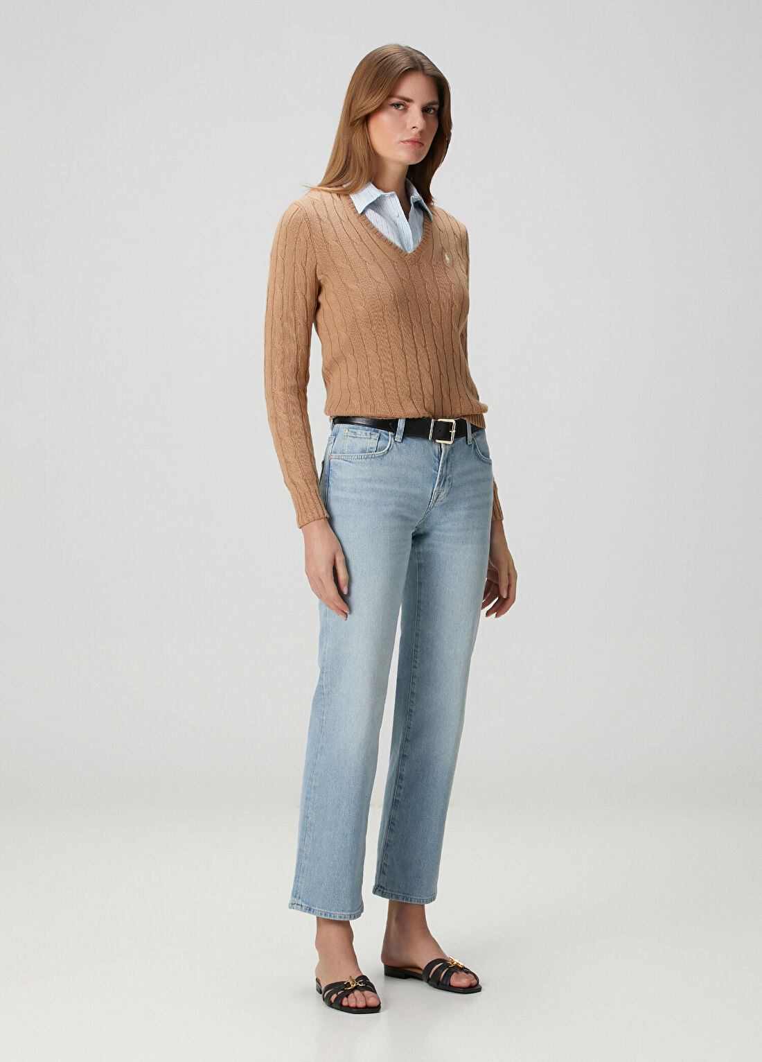 Polo Ralph Lauren Camel Örgü Dokulu Triko görsel 2