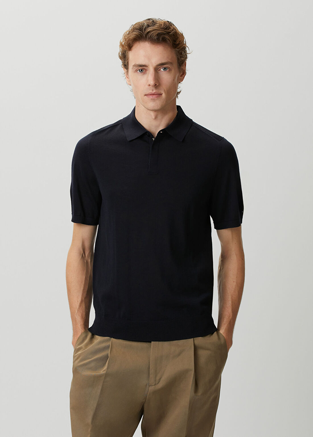 Paul Smith Lacivert Polo Yaka Kısa Kollu Merino Triko