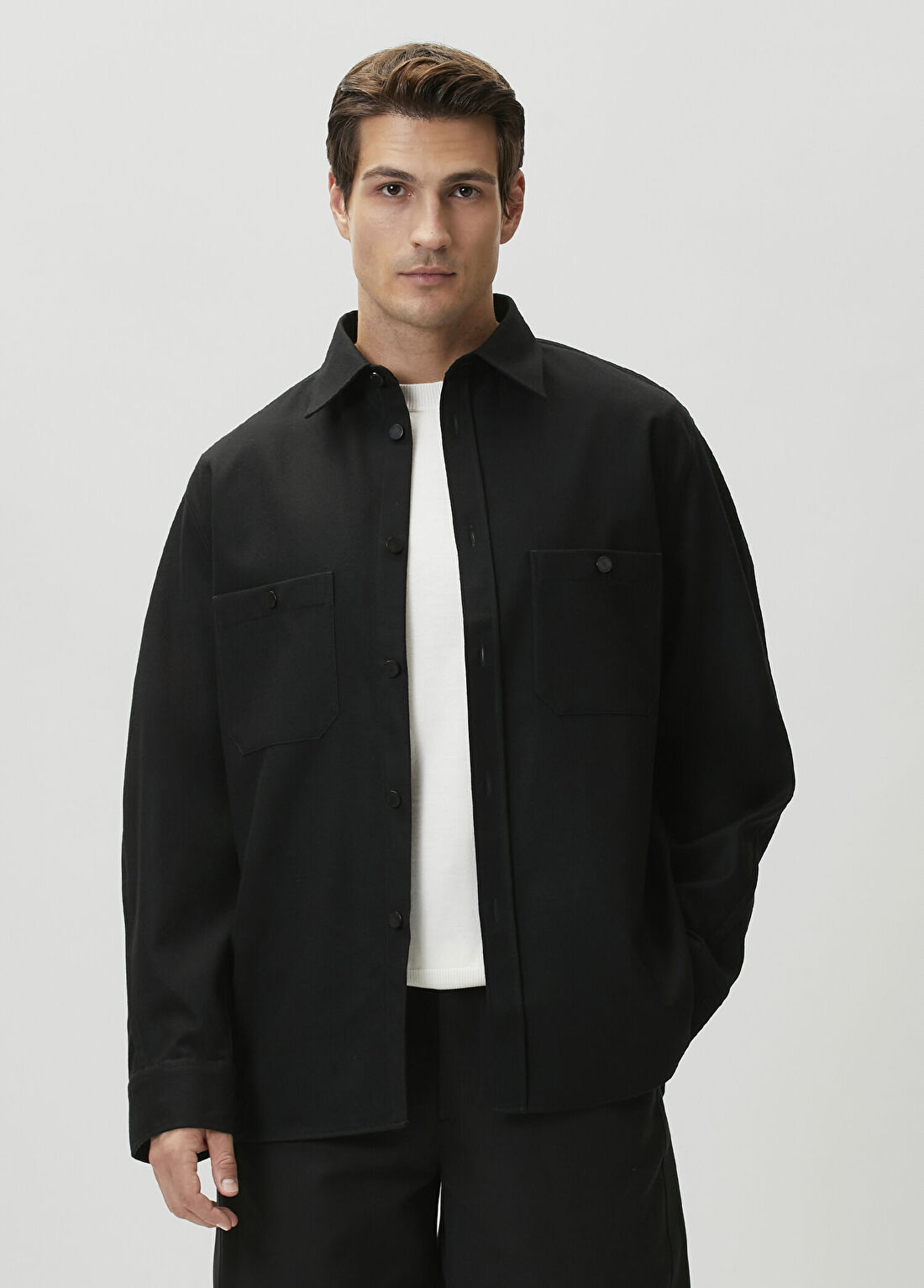 Givenchy Couture Seam Siyah Yün Dış Gömlek