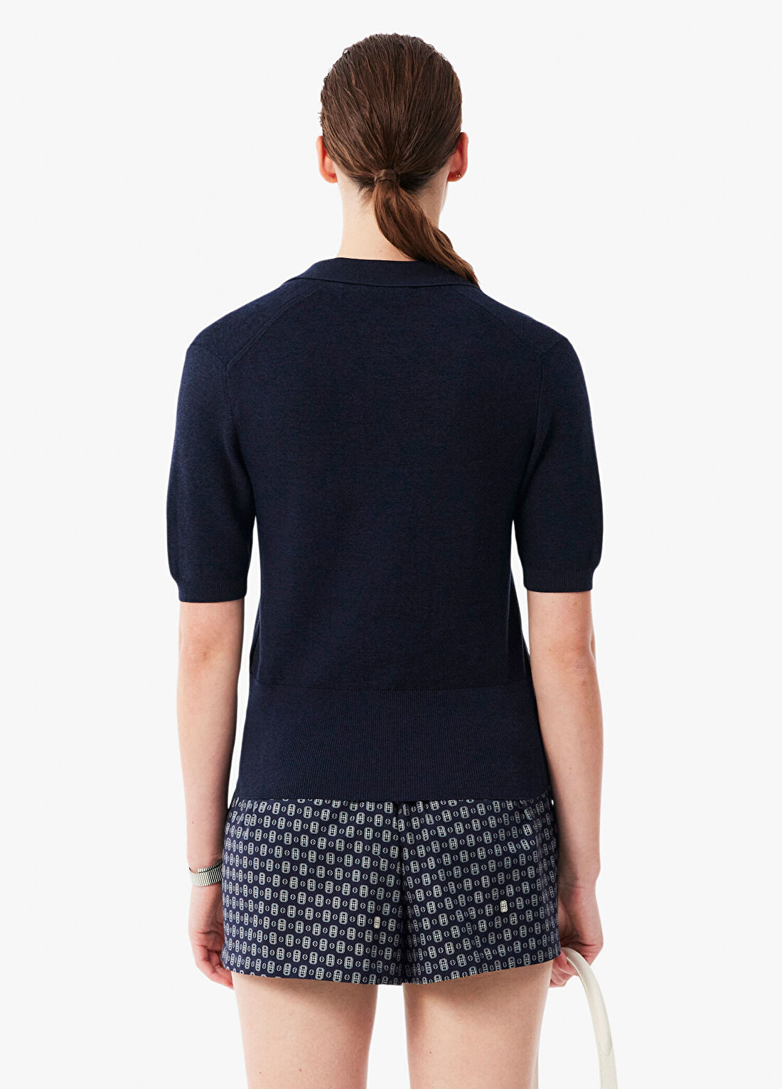 Lacoste Lacivert Regular Fit Polo Yaka Kısa Kollu Kadın Triko T-shirt görsel 3