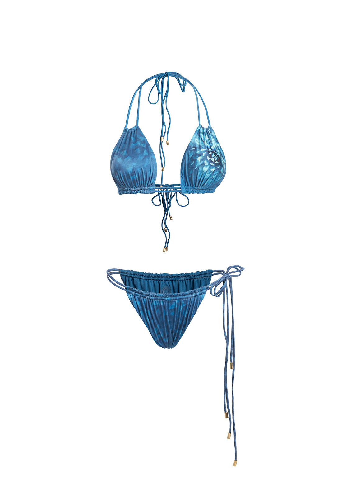 Haracci Queen of Flowers Nikel Mavi Üçgen Bikini Seti
