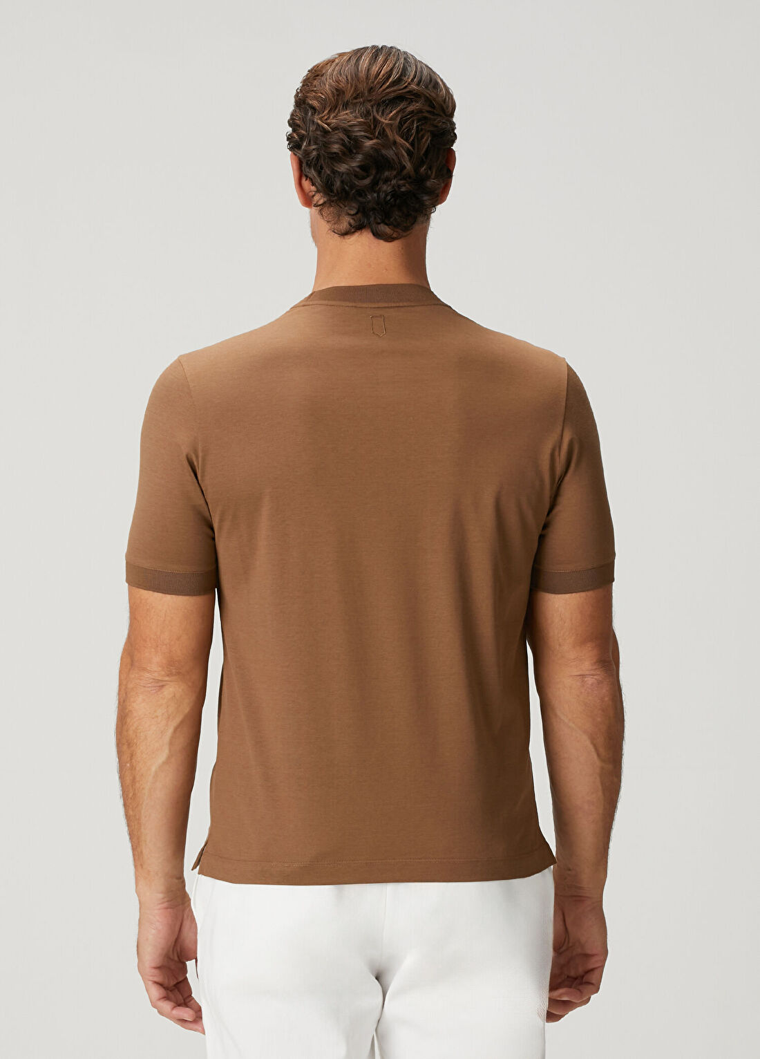 Canali Kahverengi Basic T-shirt görsel 4
