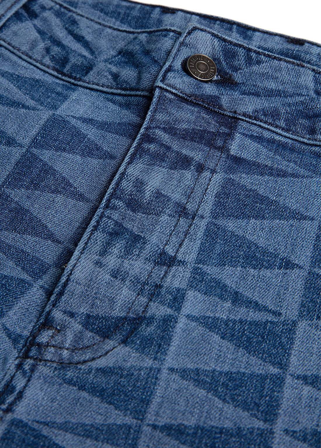 Bassigue Lazer Baskılı Düz Kesim Denim Pantolon görsel 4