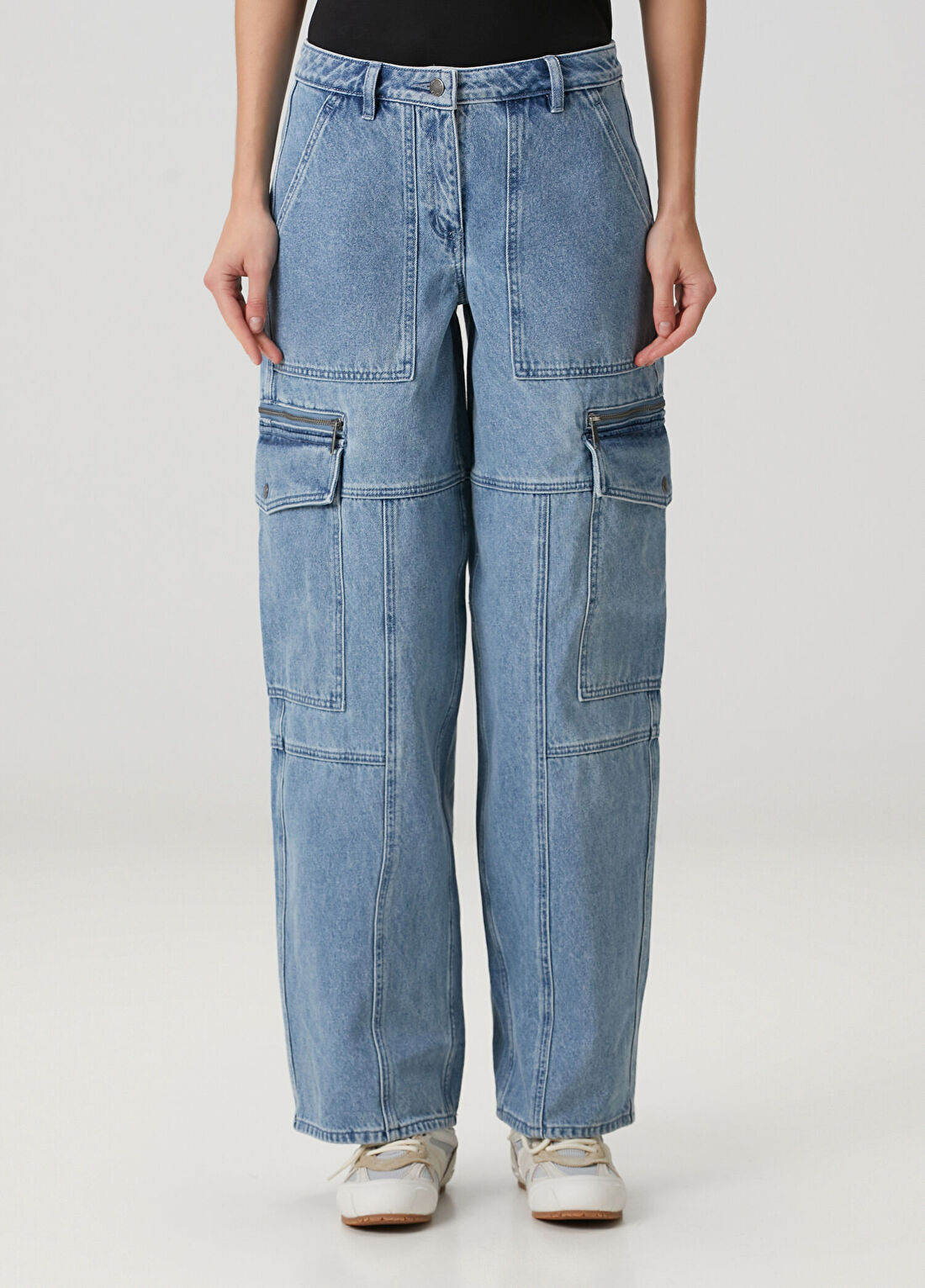 Michael Michael Kors Utility Mavi Kargo Jean Pantolon görsel 2
