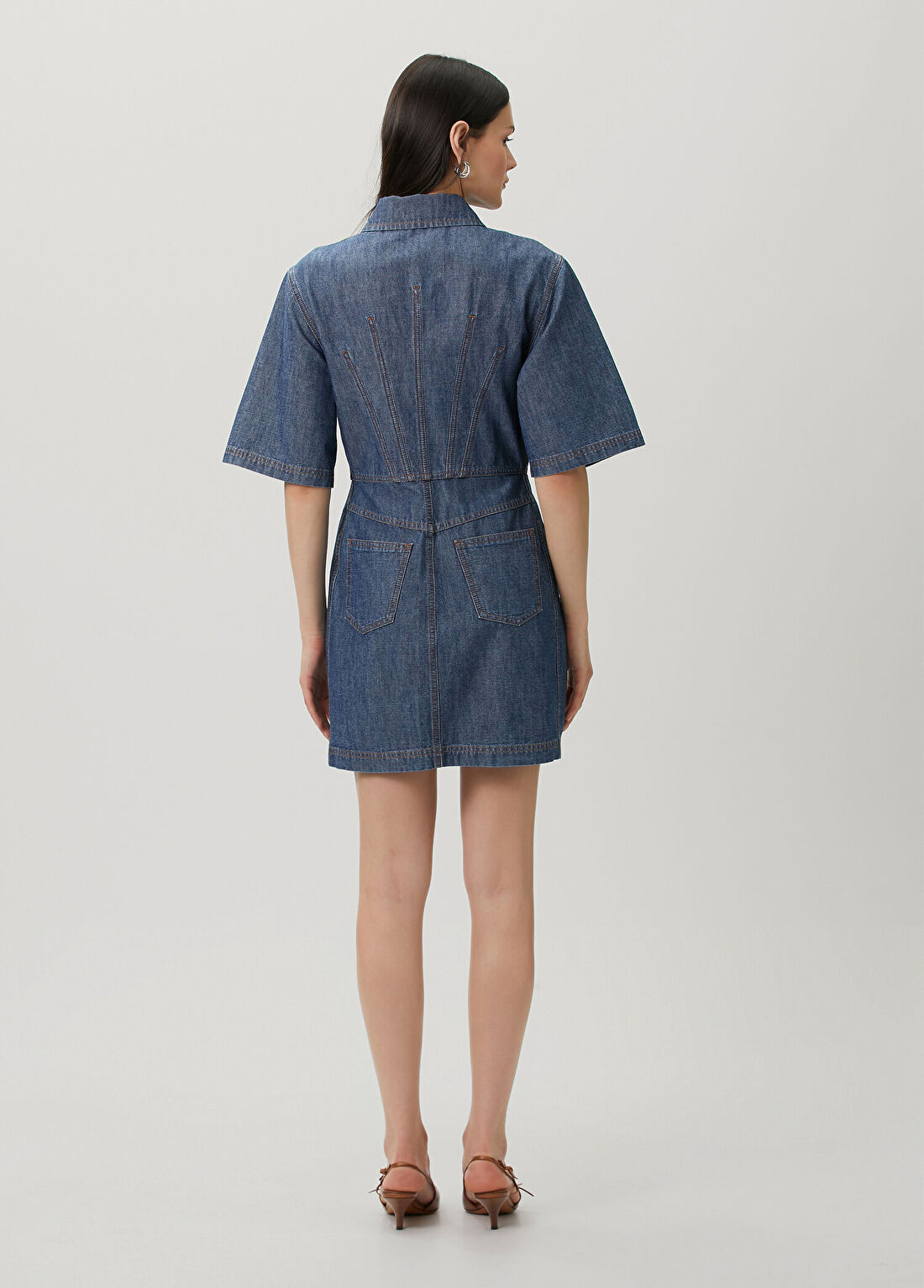 Fendi Lacivert Mini Denim Elbise görsel 4
