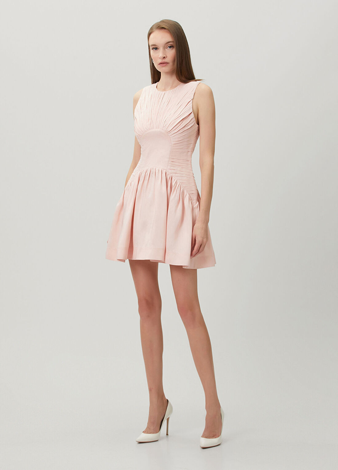 AJE Medea Pembe Mini Keten Elbise