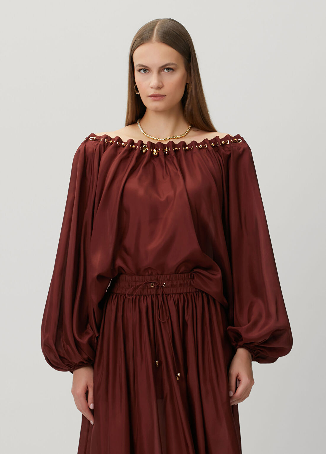 Zimmermann Aster Bordo İpek Bluz