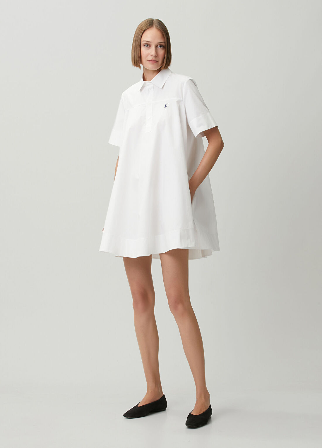 Polo Ralph Lauren Beyaz Mini Gömlek Elbise görsel 3