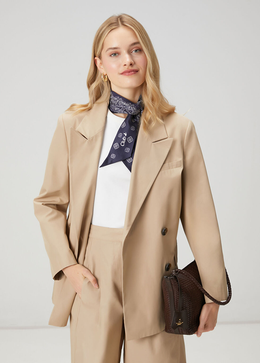 Beymen Club Oversize Bej Kruvaze Blazer