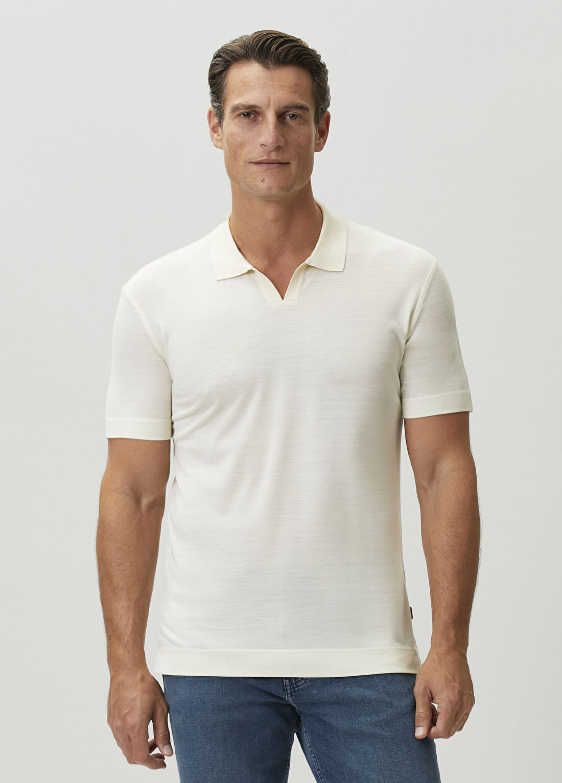 Boss Beyaz Polo Yaka Yün T-shirt