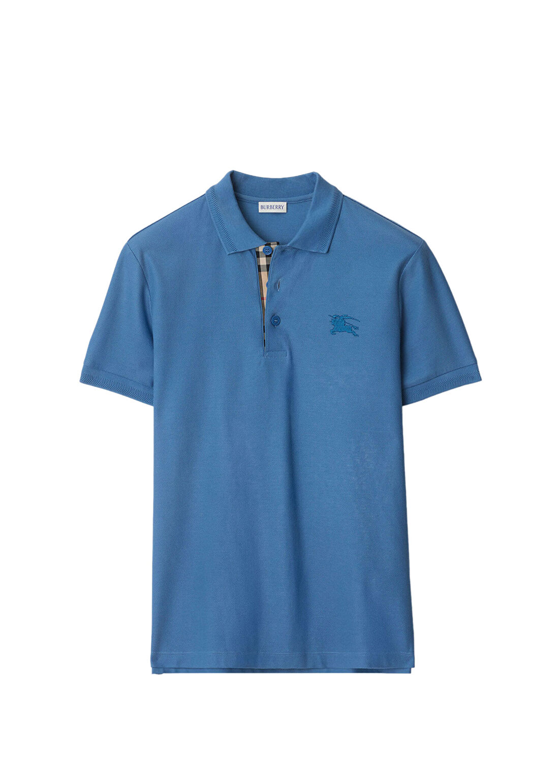 Burberry Cotton Mavi Pamuklu Polo Yaka Kısa Kollu Erkek T-shirt