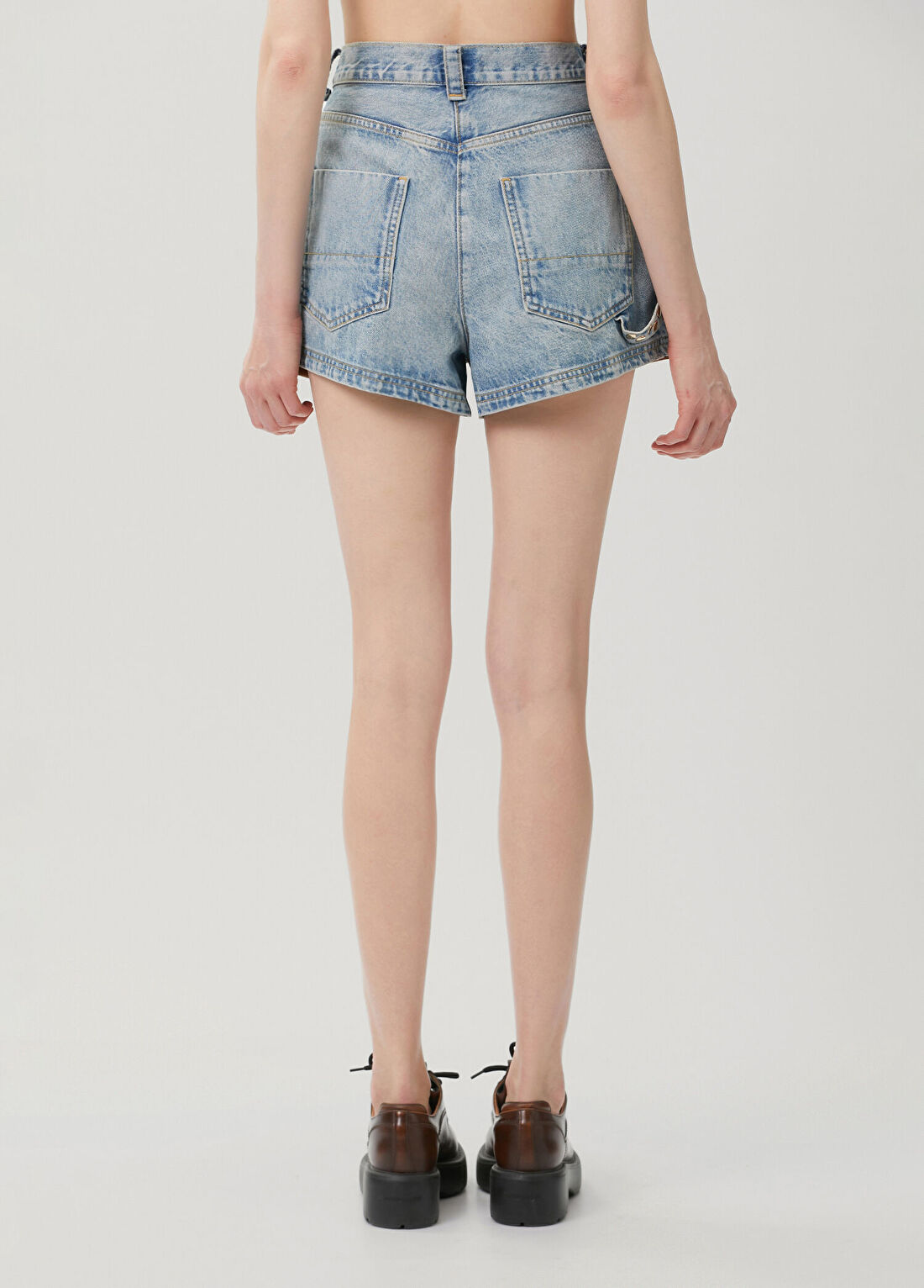 Sandro Canyon Mavi Süet Garnili Denim Şort görsel 4