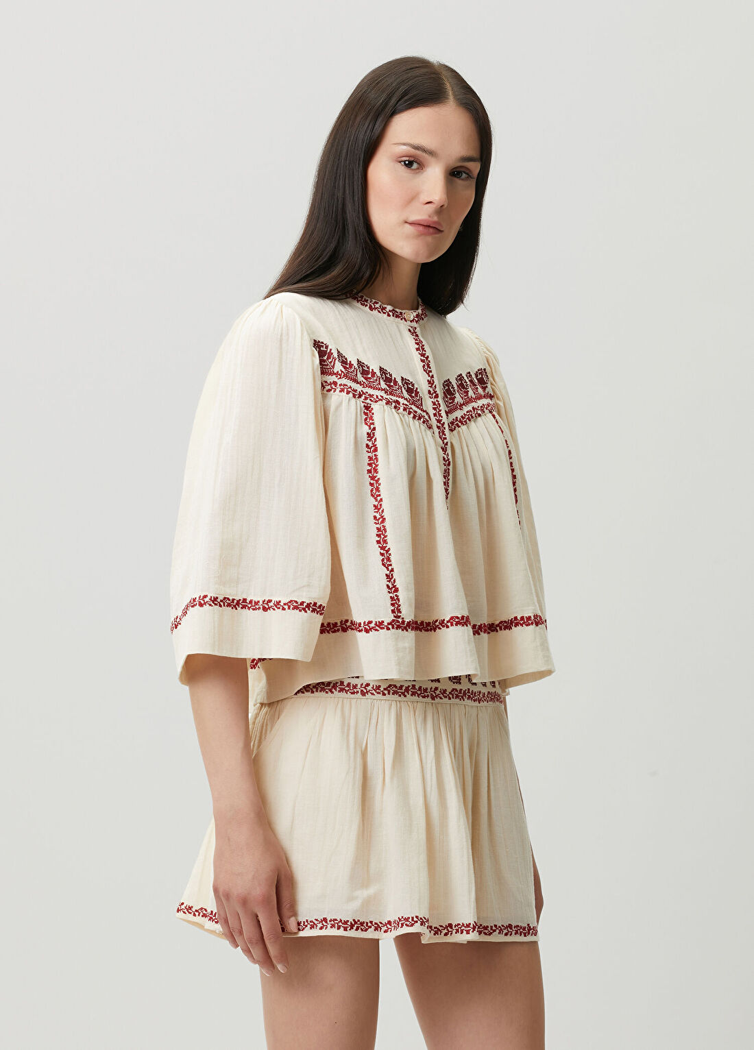 Marant Etoile Juline Bej Kırmızı Bluz görsel 3