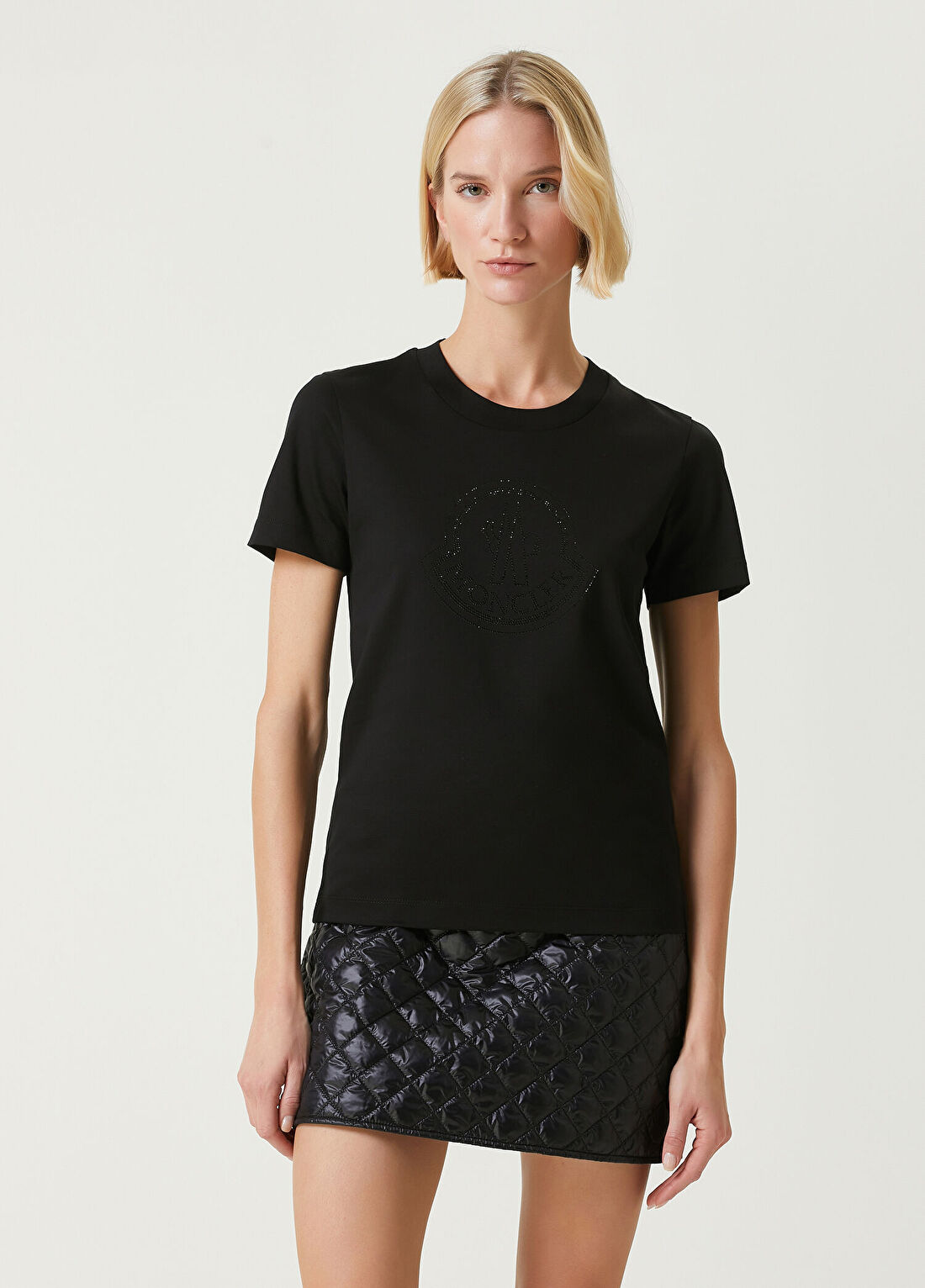 Moncler Siyah Taşlı Logolu T-shirt görsel 3