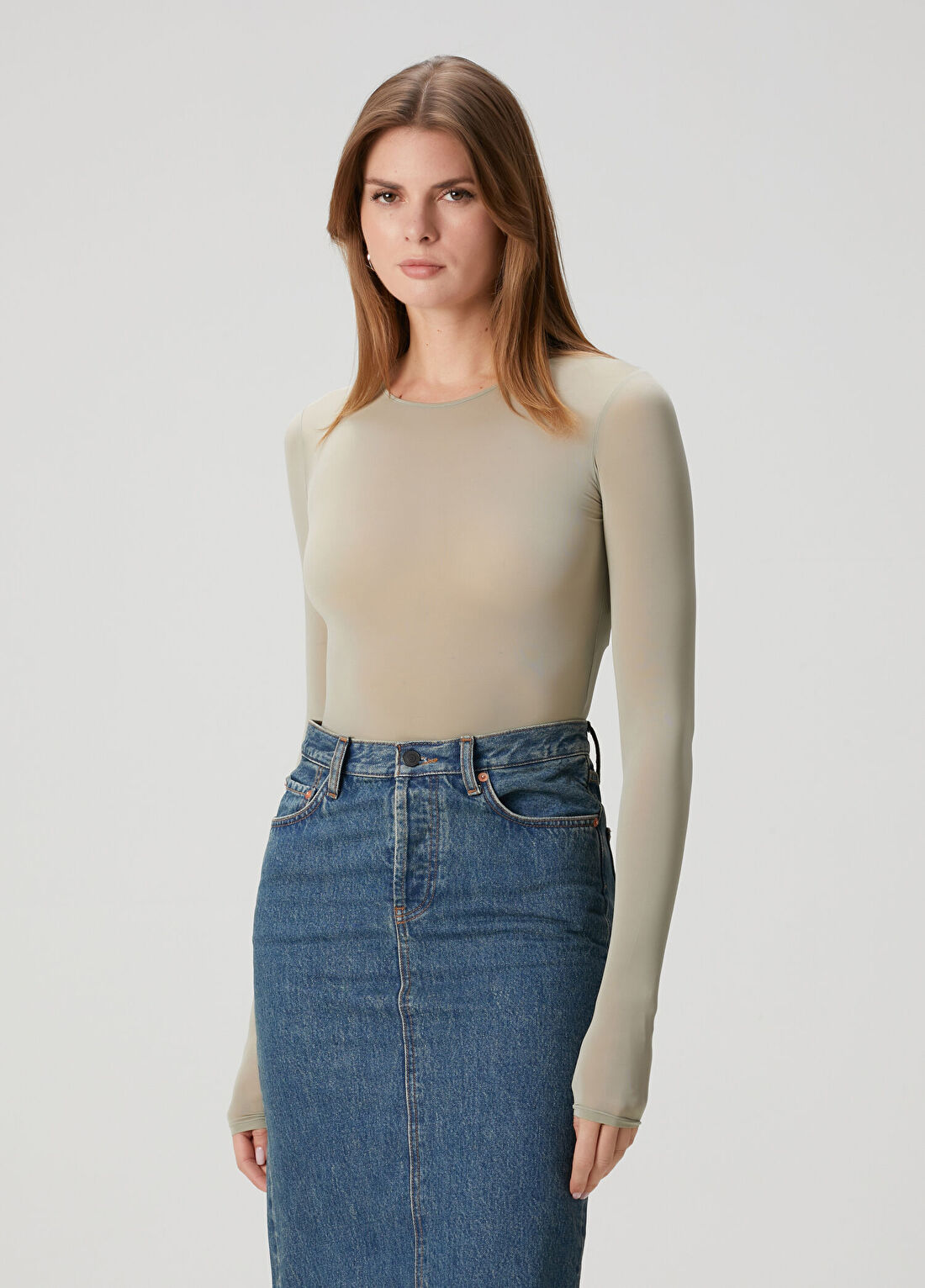 Wardrobe Nyc Sheer Bej Bodysuit
