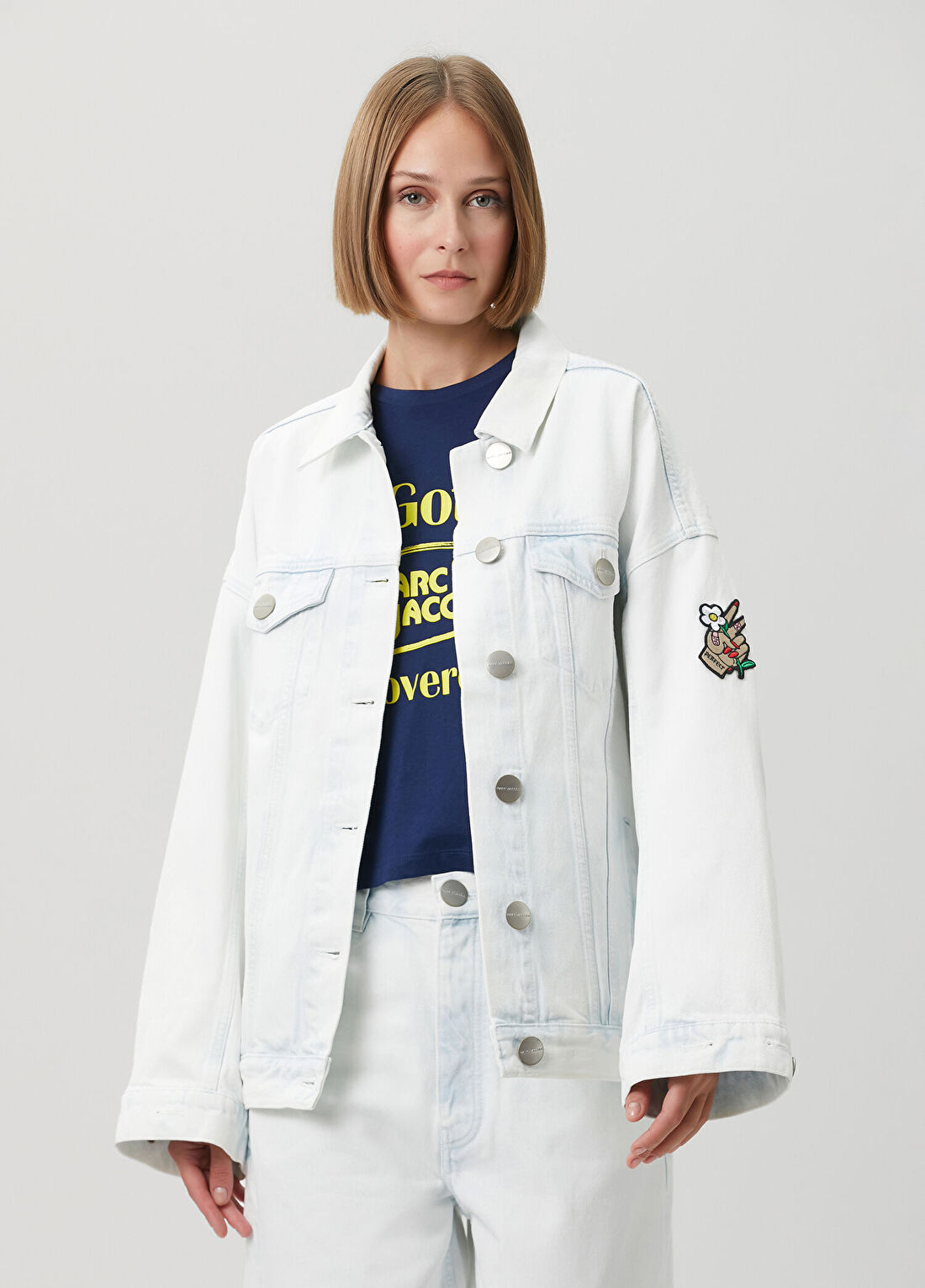Marc Jacobs Oversized Beyaz Trucker Denim Ceket