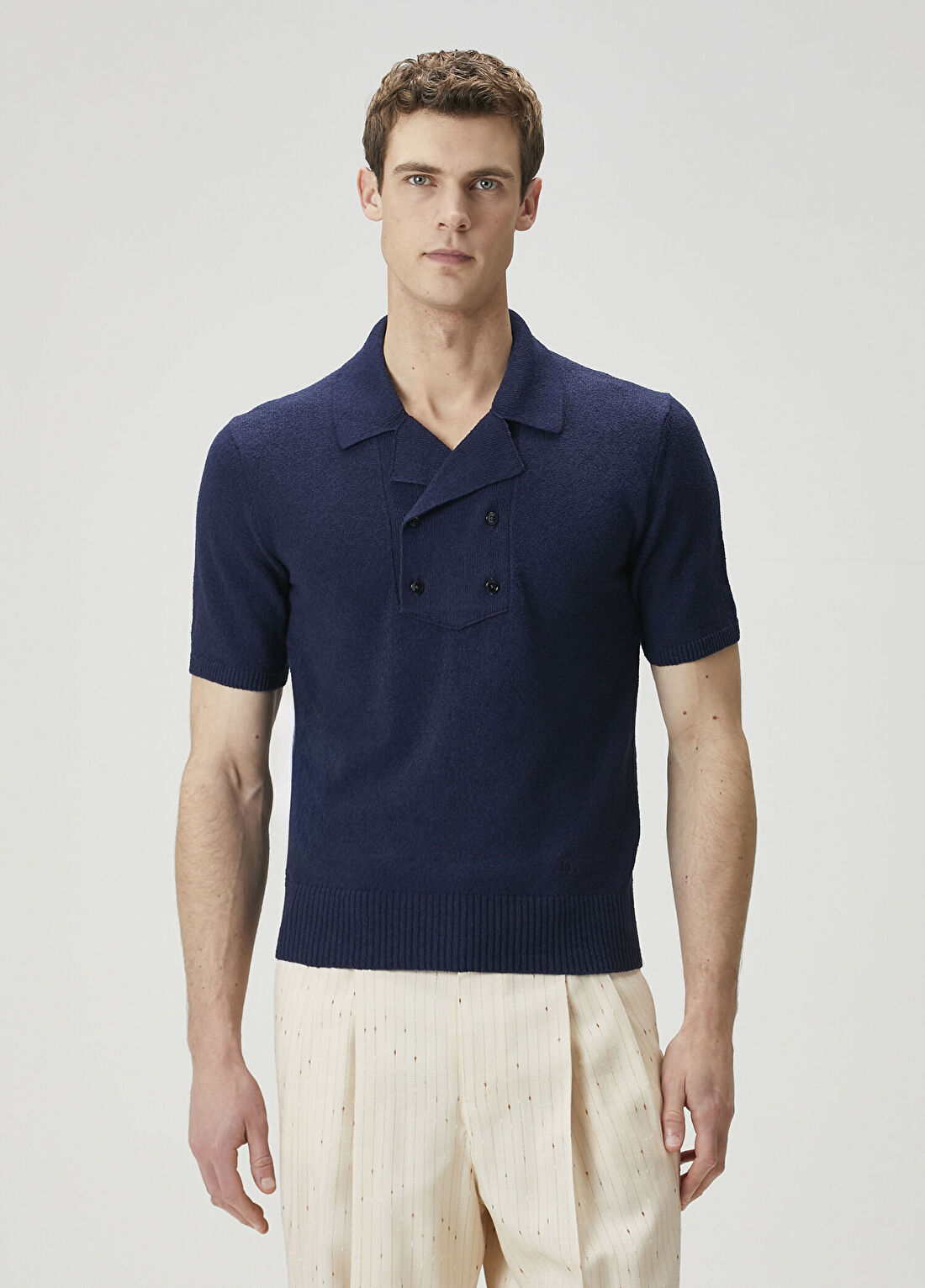 Dolce&Gabbana Lacivert Polo Yaka Kısa Kollu Triko