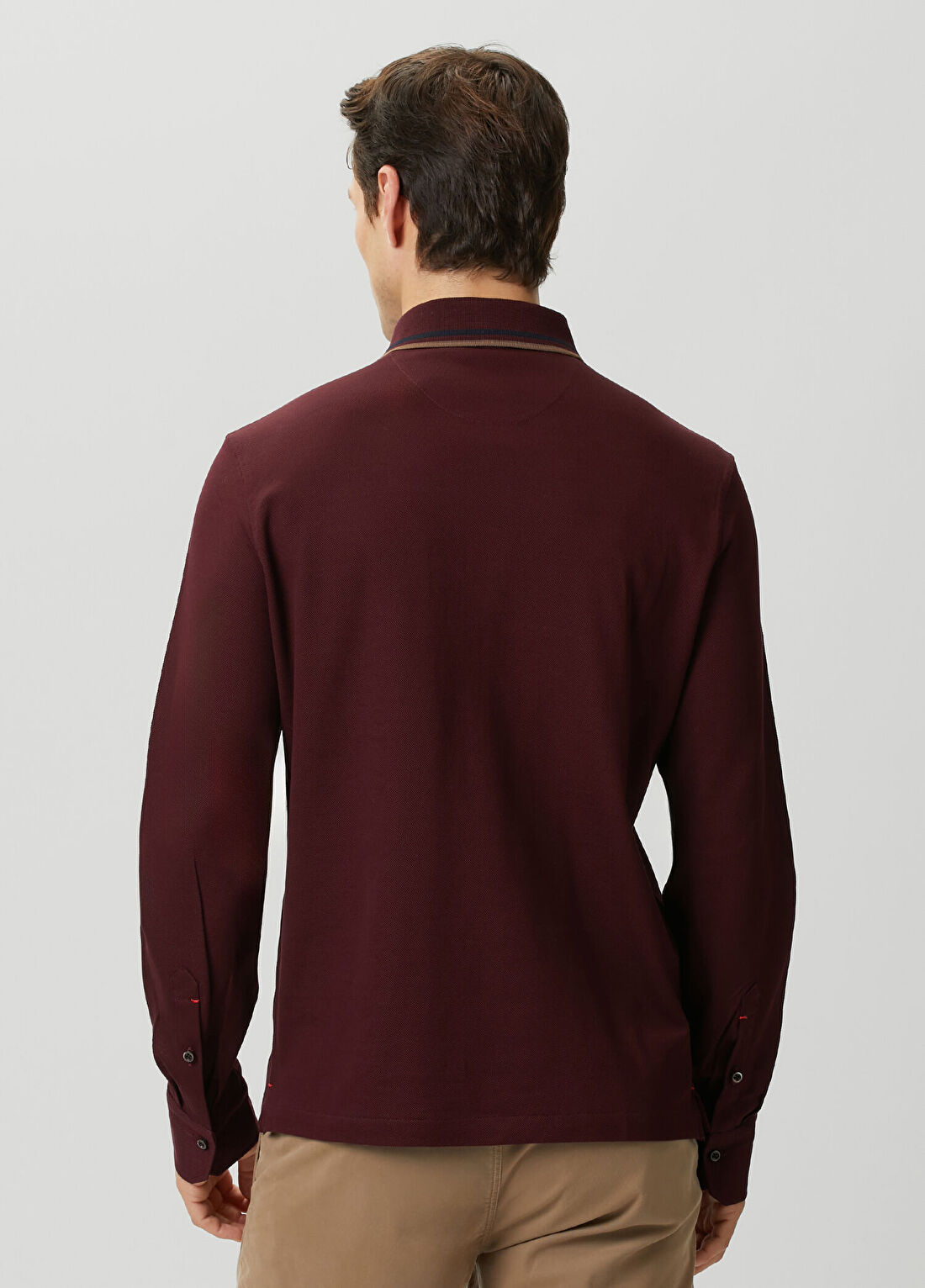Isaia Bordo Polo Yaka Sweatshirt görsel 4