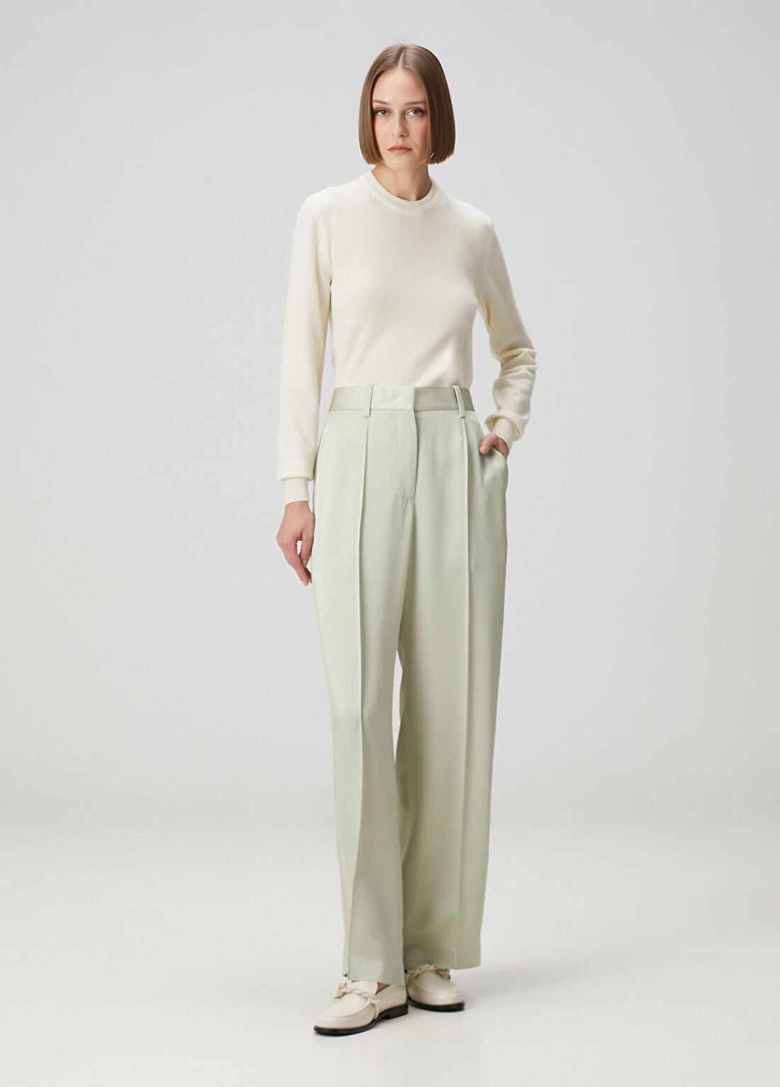 Jil Sander Yeşil Saten Pantolon