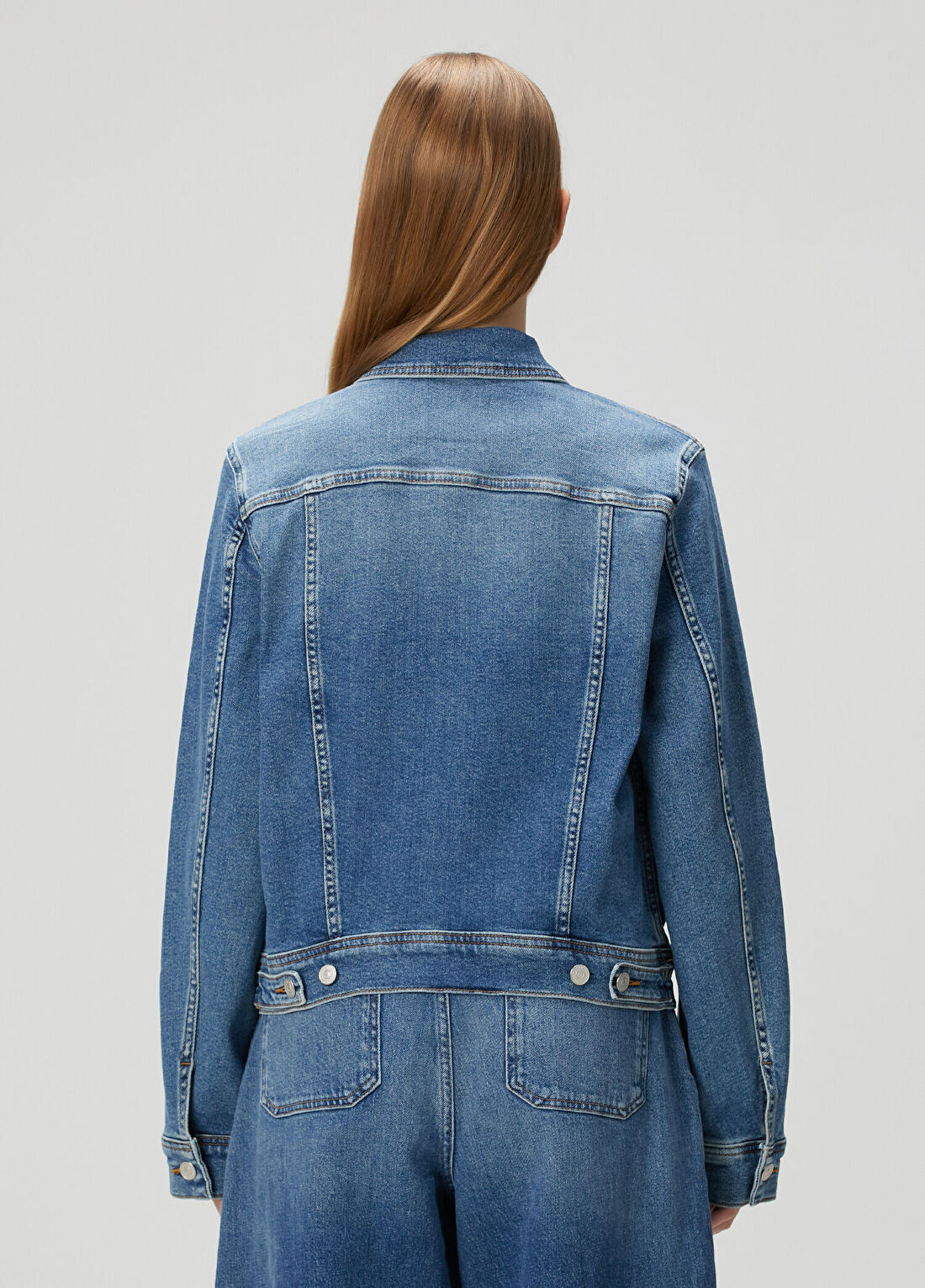 7 For All Mankind Mavi Trucker Denim Ceket görsel 4