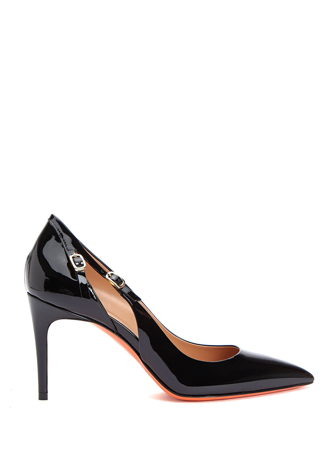 Santoni Audrey Siyah Rugan Deri Stiletto