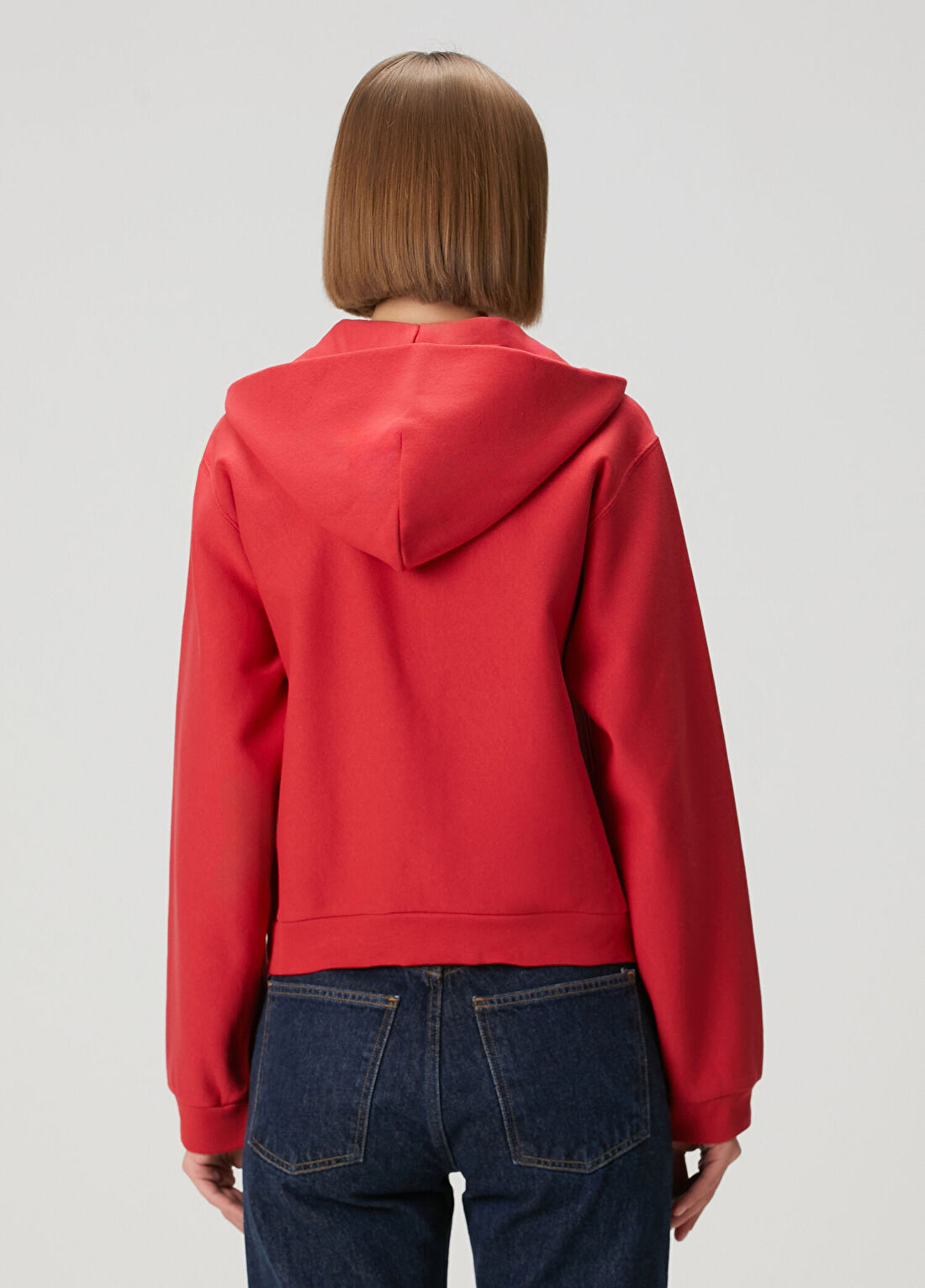 Balenciaga Kırmızı Kapüşonlu Fermuarlı Sweatshirt görsel 4