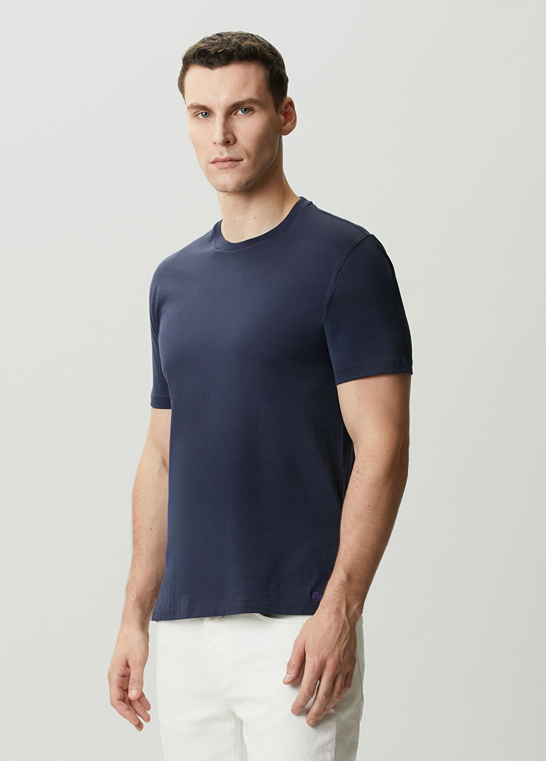 Ralph Lauren Purple Label Lacivert Logo Nakışlı T-shirt görsel 3