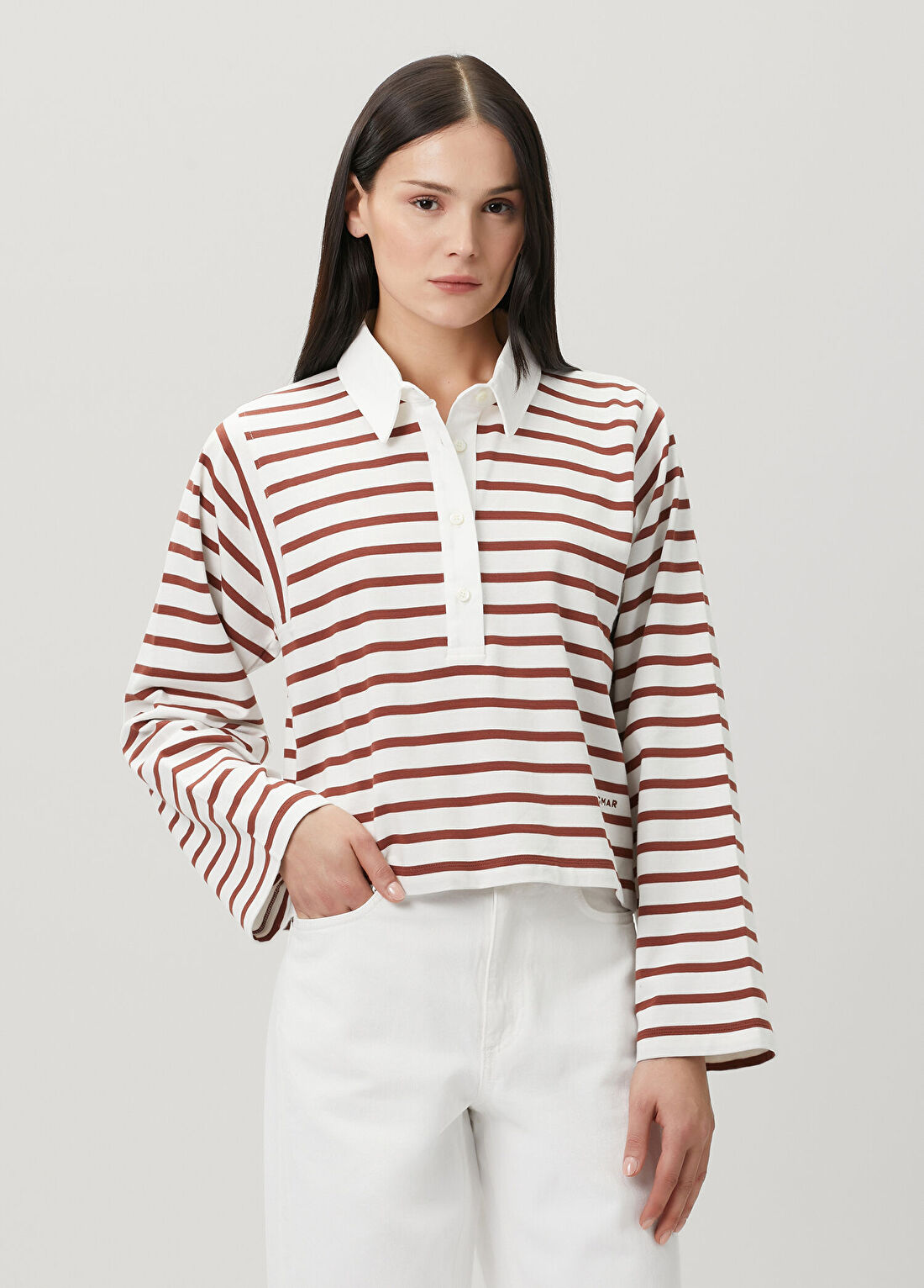 DAGMAR Beyaz Bordo T-shirt