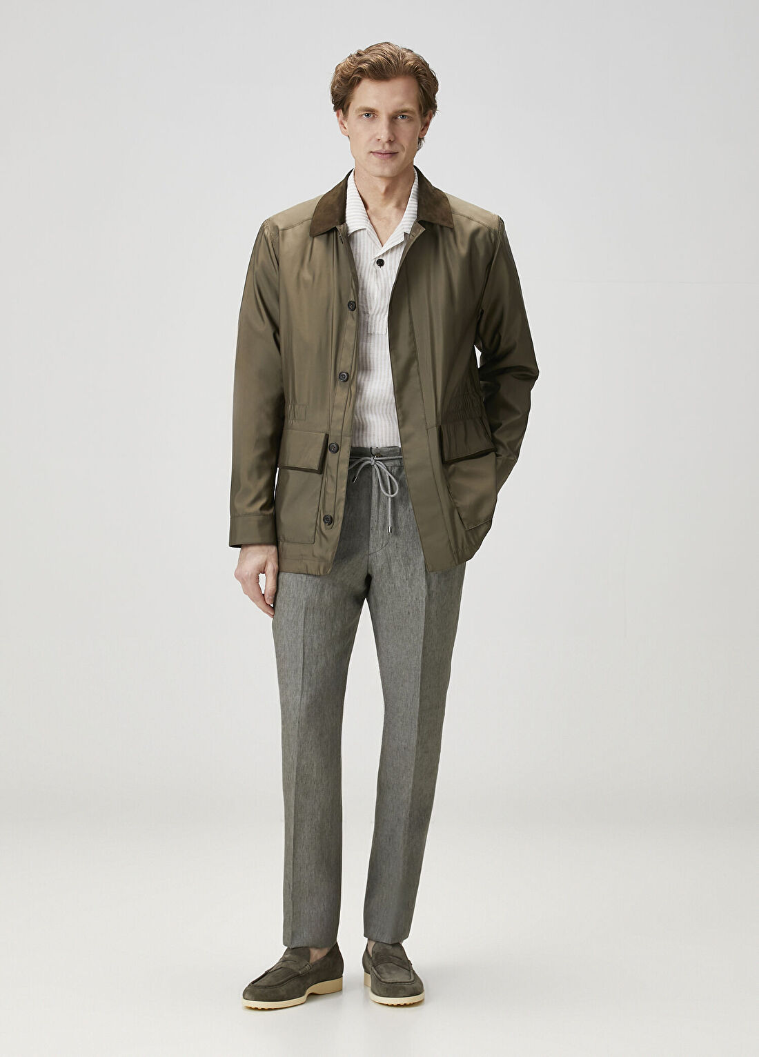 Corneliani Haki Keten Pantolon